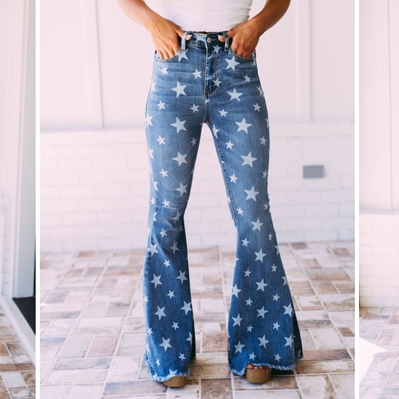 judy blue star flare jeans